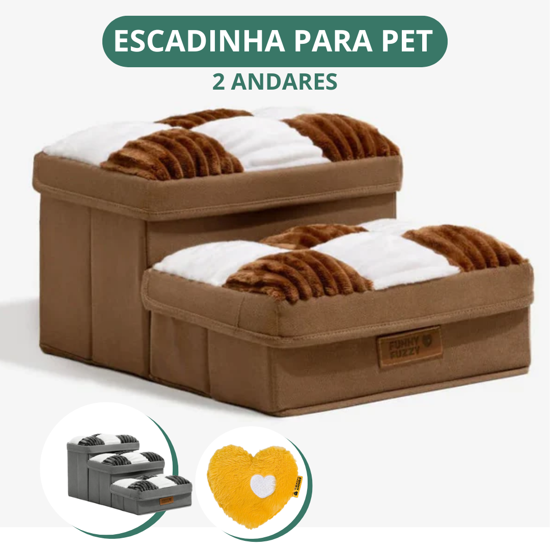 [COMPRE 1 LEVE 2] Escada Para Pet Artesanal com Espaço Interno + 2 Brindes Incríveis